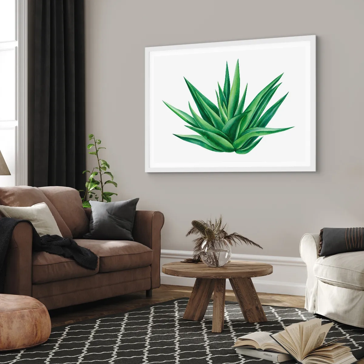 Poster in cornice bianca - Verde - forza - vita - 100x70 cm