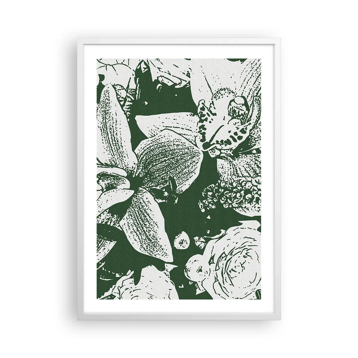 Poster in cornice bianca - Bouquet: il mondo del verde - 50x70 cm