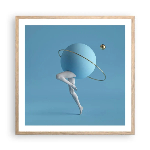 Poster in cornice rovere chiaro - E i pianeti folleggiano - 60x60 cm