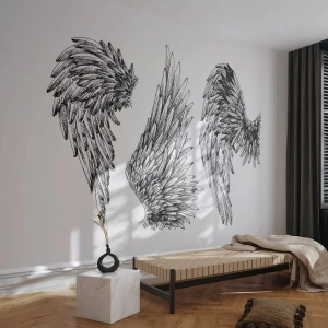 Fotomurali Premium Sand - Anche tu puoi essere un angelo - Piuma di uccello, Ali, Grafica - 300x210 cm