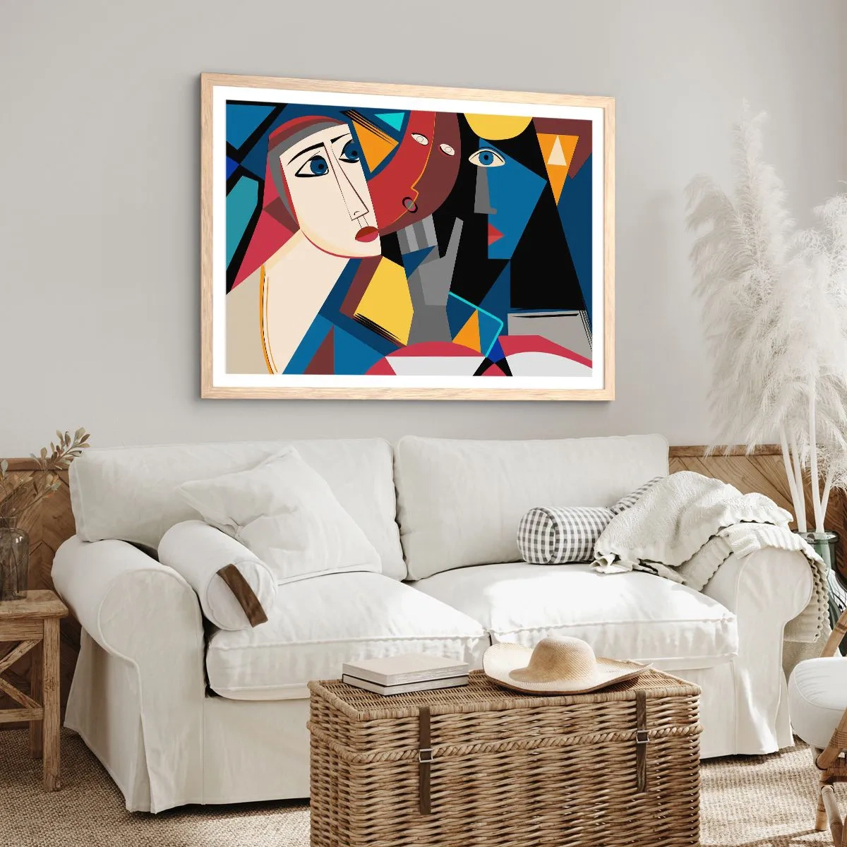 Poster in cornice rovere chiaro - Dialogo di cubisti - 100x70 cm