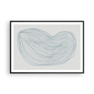 Poster in cornice nera - Motivo astratto a onde in delicato blu - 100x70cm - Il sorriso di una goccia - Decorazione murale moderna per soggiorno e camera da letto ARTTOR