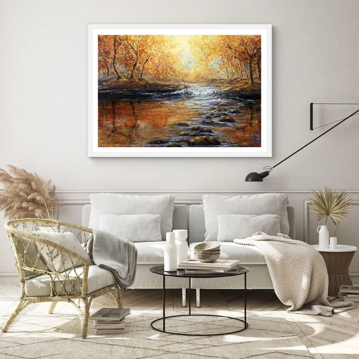 Poster in cornice bianca - Ruscello d'oro - 70x50 cm
