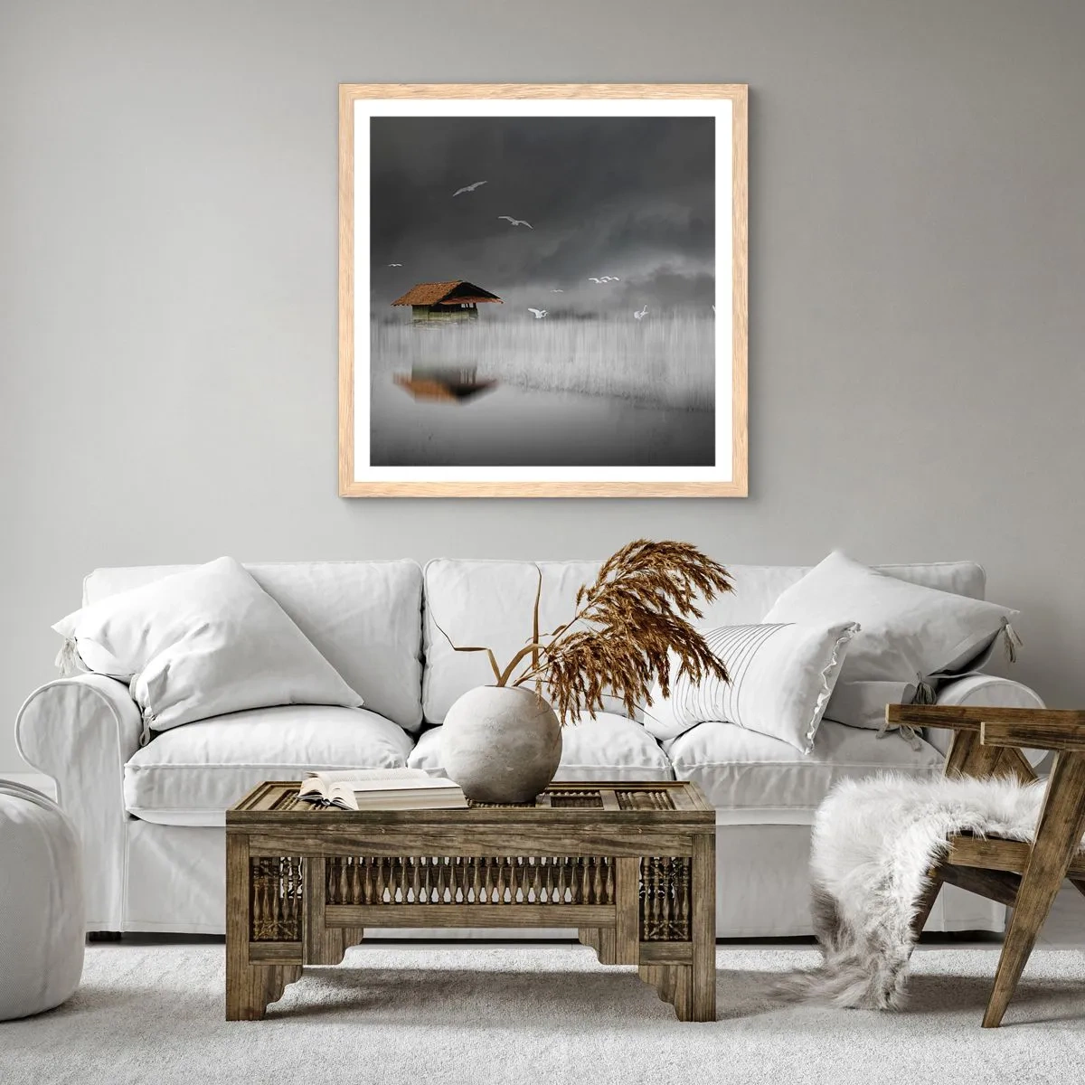 Poster in cornice rovere chiaro - Riparo dalla pioggia - 30x30 cm