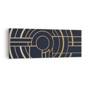 Quadro su tela - Stampe su Tela - Motivo geometrico con linee dorate - 140x50cm - Il giro delle cose - Decorazione murale moderna per soggiorno e camera da letto ARTTOR