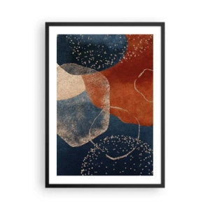 Poster in cornice nera - Una composizione astratta nei toni del blu navy e dell'oro - 50x70cm - La leggerezza dell'essere - Decorazione murale moderna per soggiorno e camera da letto ARTTOR
