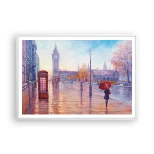 Poster in cornice bianca - Giorno d'autunno a Londra - 100x70 cm