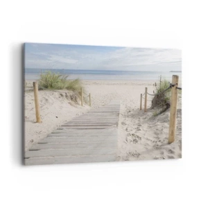 Quadro su tela - Stampe su Tela - Un sentiero di assi che conduce a una spiaggia sabbiosa - 120x80cm - Fino all'orizzonte - Decorazione murale moderna per soggiorno e camera da letto ARTTOR