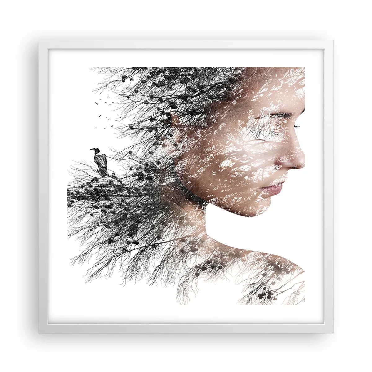 Poster in cornice bianca - Lo spirito della foresta - 50x50 cm