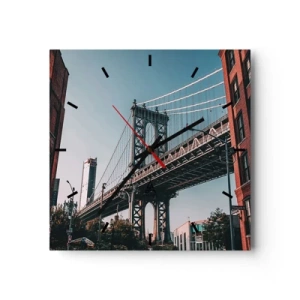 Orologio da parete - Orologio in Vetro - Un ponte tra edifici in un paesaggio urbano - 30x30cm - Sopra le onde della città - Decorazione murale moderna per soggiorno e camera da letto ARTTOR