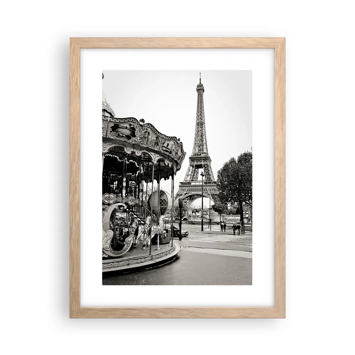 Poster in cornice rovere chiaro - Se divertimento, solo a Parigi - 30x40 cm