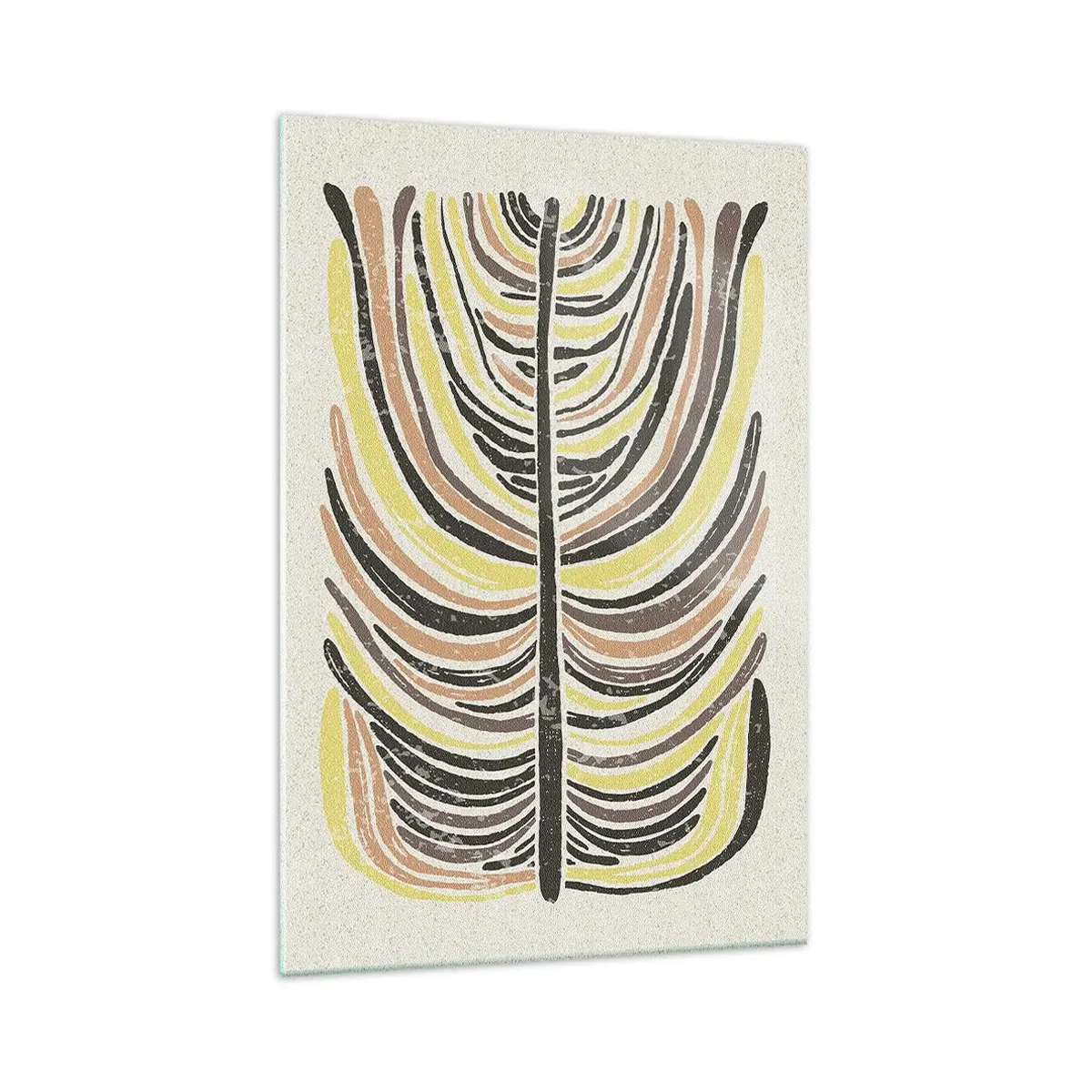 Quadro su vetro - Motivo astratto a foglia nei toni della terra - 70x100cm - Astrazione piena di vita - Decorazione murale moderna per soggiorno e camera da letto ARTTOR