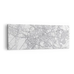 Quadro su tela - Stampe su Tela - Mappa dettagliata della città in bianco e nero - 140x50cm - Il fiore di Berlino - Decorazione murale moderna per soggiorno e camera da letto ARTTOR
