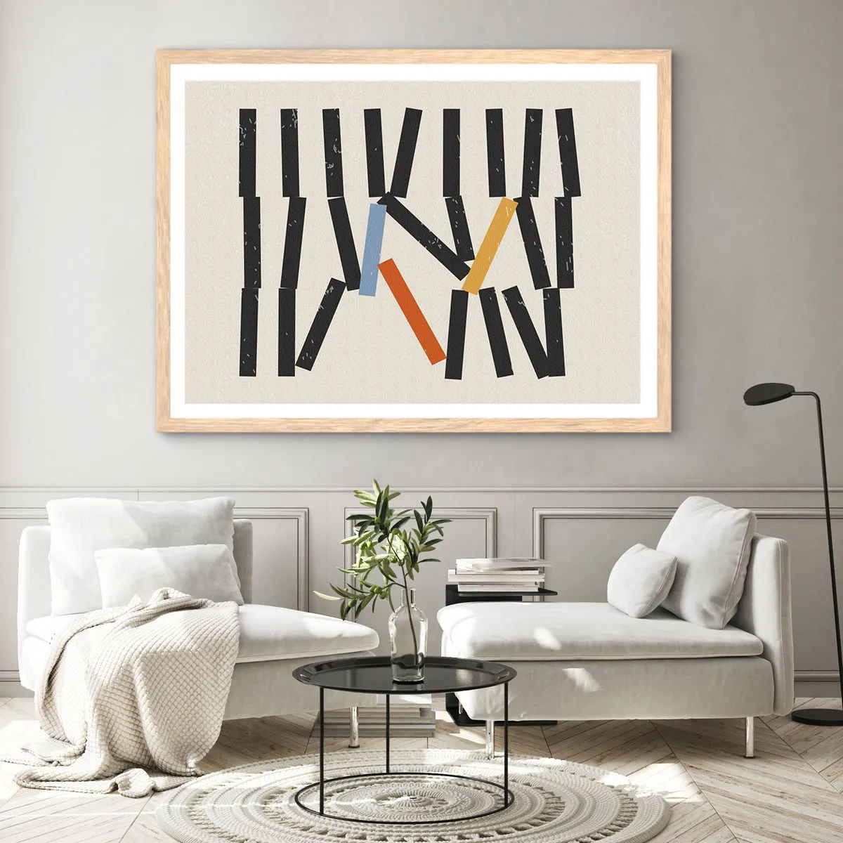 Poster in cornice rovere chiaro - Composizione: domino - 100x70 cm