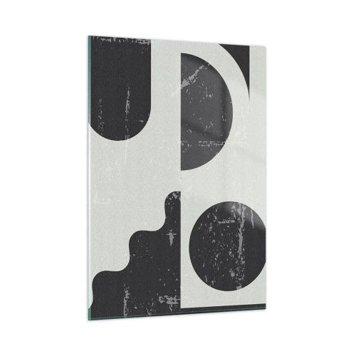 Quadro su vetro - Grafica geometrica astratta con abrasioni - 50x70cm - Composizione sopra e sotto - Decorazione murale moderna per soggiorno e camera da letto ARTTOR