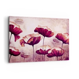 Quadro su tela - Stampe su Tela - Fiori nei toni del rosso e del bianco su uno sfondo delicato - 100x70cm - Petalo rosso e bianco - Decorazione murale moderna per soggiorno e camera da letto ARTTOR