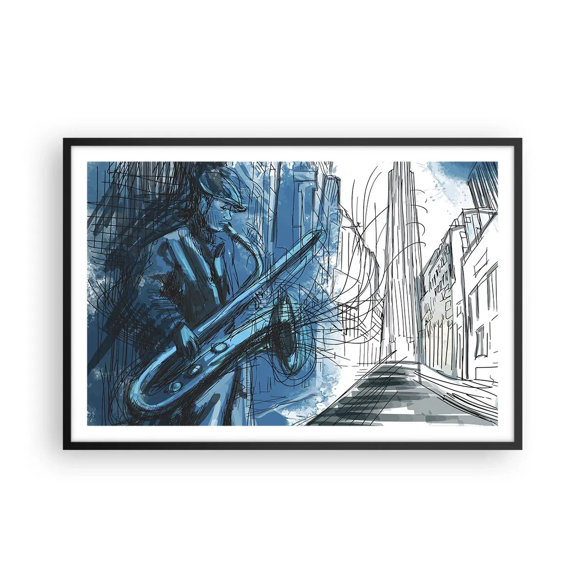 Poster in cornice nera - Rapsodia urbana - 91x61 cm