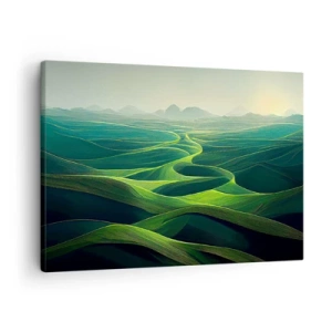 Quadro su tela - Stampe su Tela - Colline verdi con sentieri ondulati - 70x50cm - Nelle valli verdi - Decorazione murale moderna per soggiorno e camera da letto ARTTOR