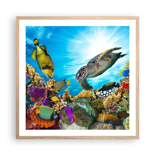 Poster in cornice rovere chiaro - Passeggiata corallina - 60x60 cm