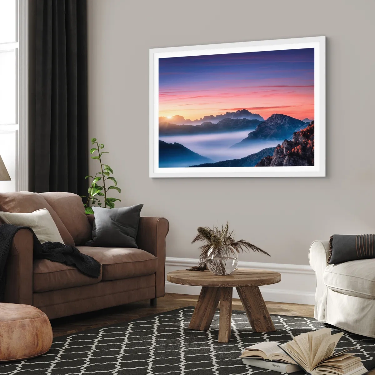 Poster in cornice bianca - Sopra le valli - 91x61 cm