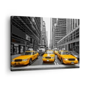 Quadro su tela - Stampe su Tela - Taxi gialli per le strade di New York - 70x50cm - Siamo noi che coloriamo la città - Decorazione murale moderna per soggiorno e camera da letto ARTTOR