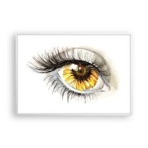 Poster in cornice bianca - Uno sguardo caldo come l'estate - 100x70 cm