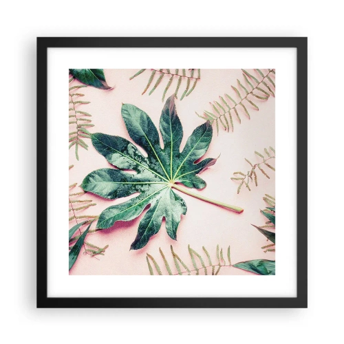 Poster in cornice nera - Studio di verde su sfondo rosa - 40x40 cm