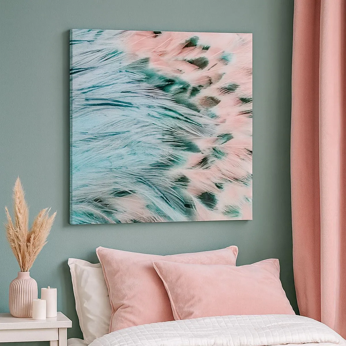 Quadro su tela - Stampe su Tela - Piumino rosa zaffiro - 30x30 cm