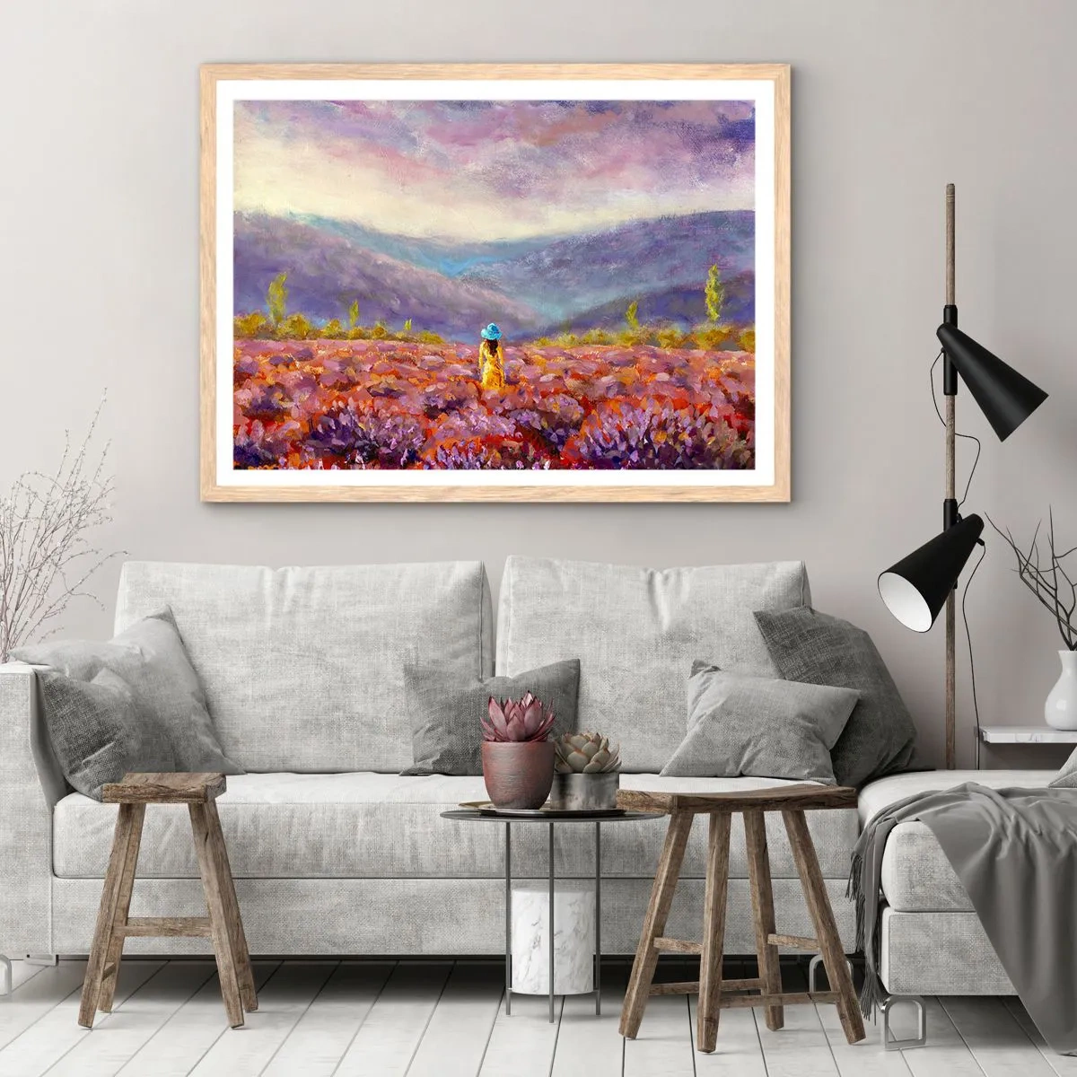 Poster in cornice rovere chiaro - Nel mondo di lavanda - 50x40 cm
