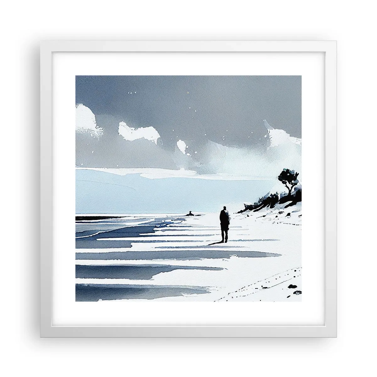 Poster in cornice bianca - Solo con se stesso - 40x40 cm