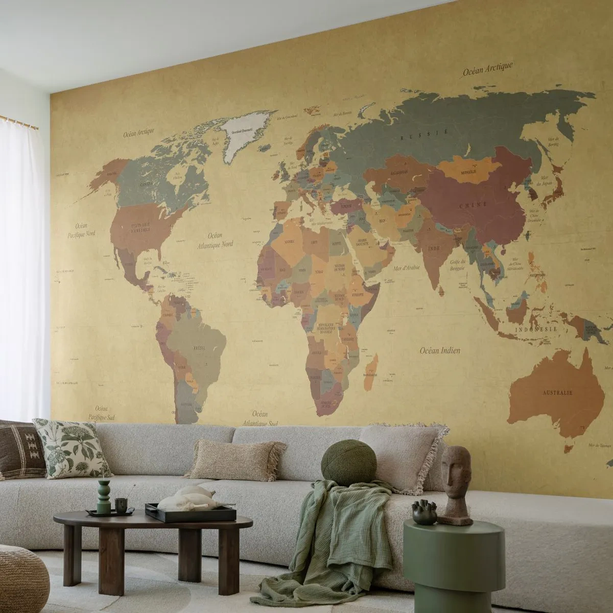 Fotomurali Standard Eco - Per te: tutto il mondo - Mappa del mondo, Continenti, Viaggi - 350x256 cm