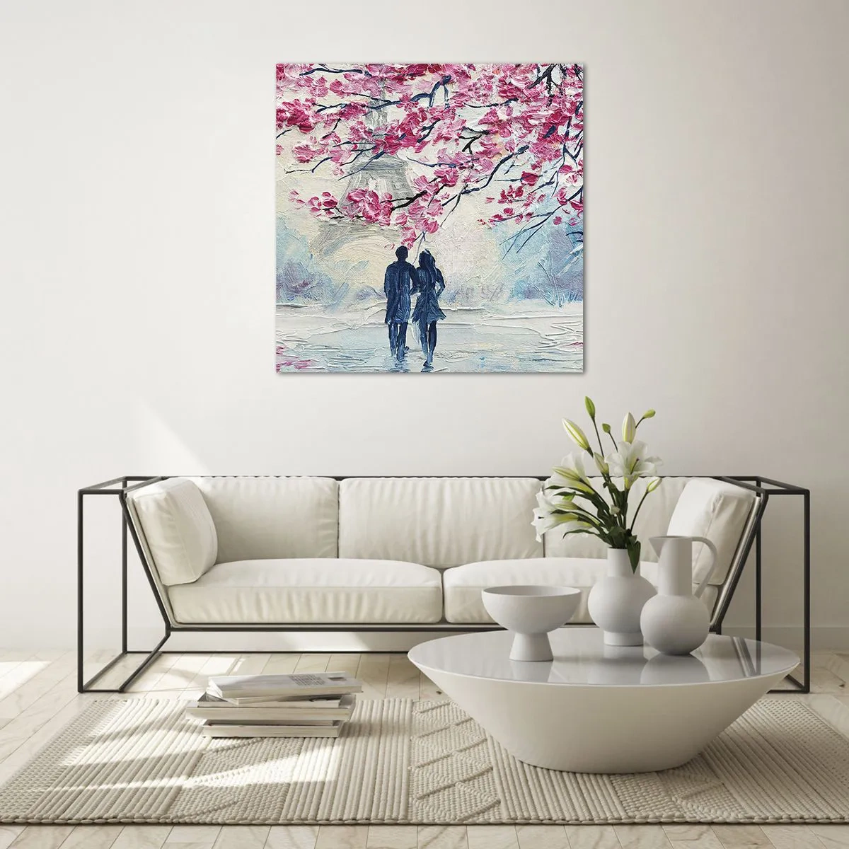 Quadro su vetro - Passeggiata romantica - 60x60 cm