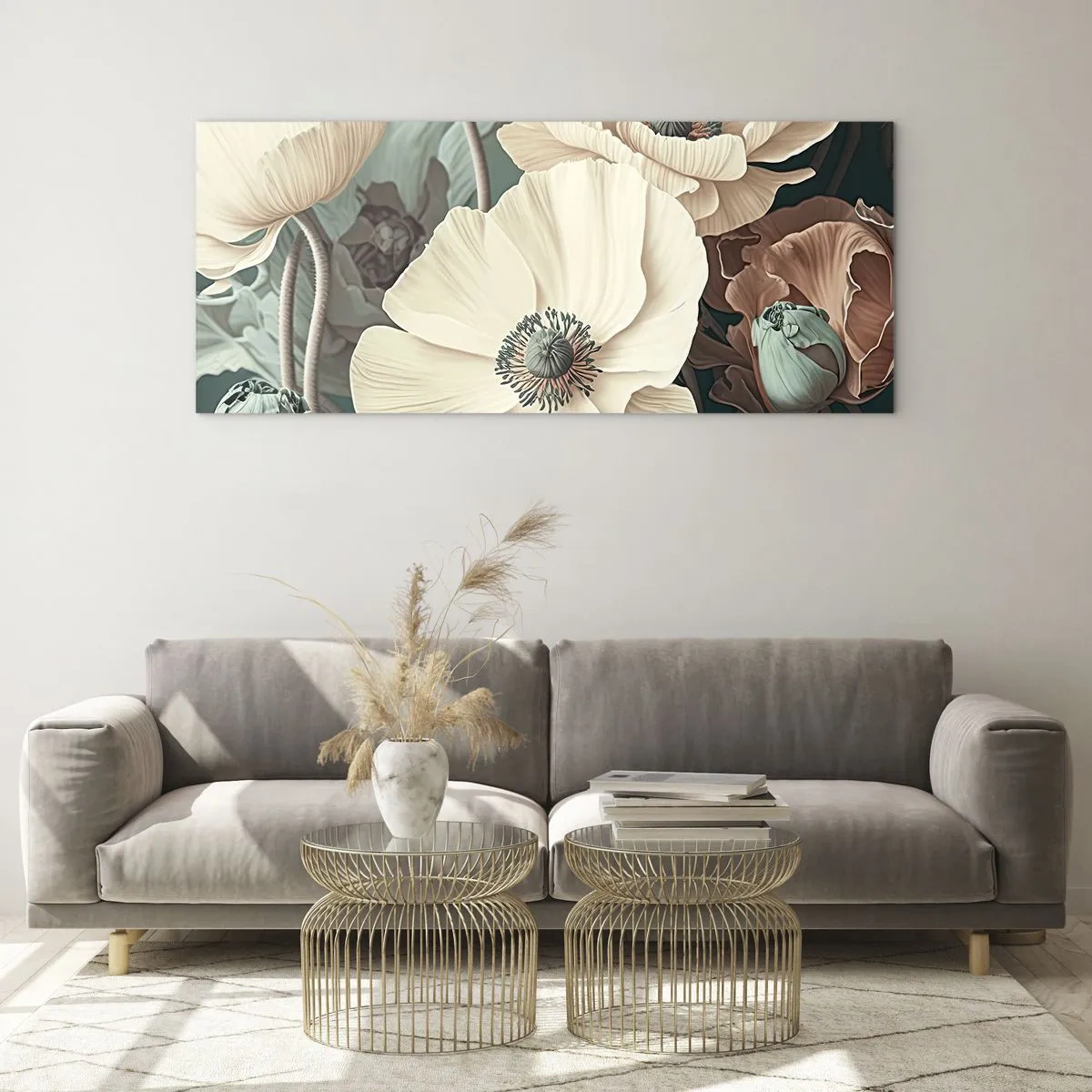 Quadro su vetro - Il sussurro dei papaveri - 90x30 cm