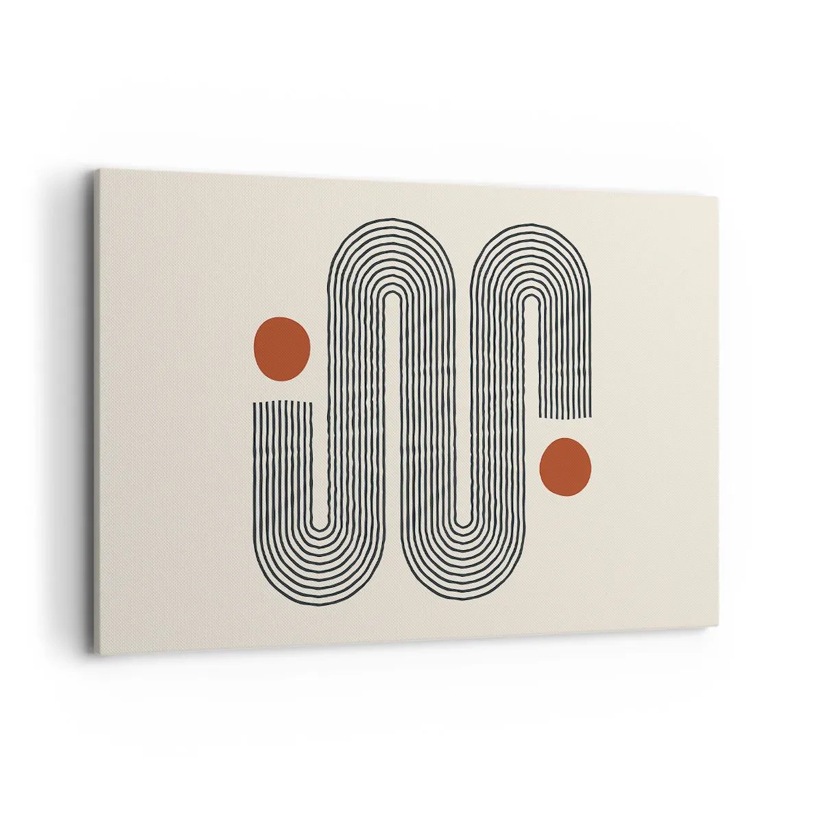 Quadro su tela - Stampe su Tela - Motivo geometrico con linee e cerchi arancioni - 120x80cm - Dall'inizio alla fine - Decorazione murale moderna per soggiorno e camera da letto ARTTOR