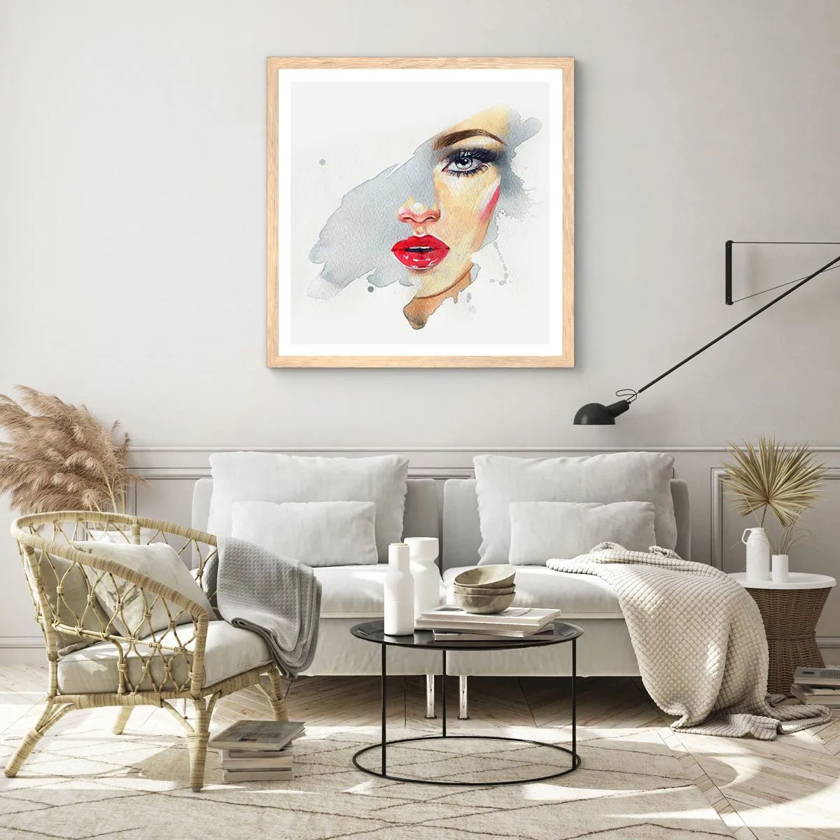 Poster in cornice rovere chiaro - Riflesso in una goccia d'acqua - 30x30 cm