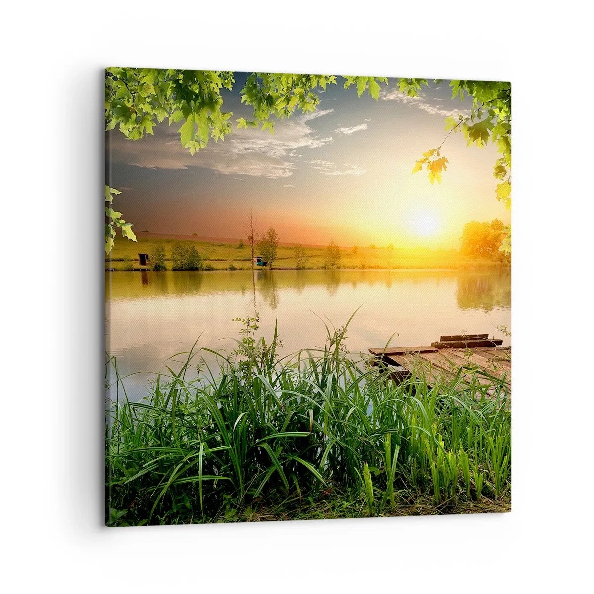 Quadro su tela - Stampe su Tela - Paesaggio incorniciato di verde - 50x50 cm