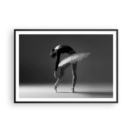 Poster in cornice nera - Una ballerina in una posa elegante su uno sfondo bianco e nero - 100x70cm - Bella ballerina - Decorazione murale moderna per soggiorno e camera da letto ARTTOR