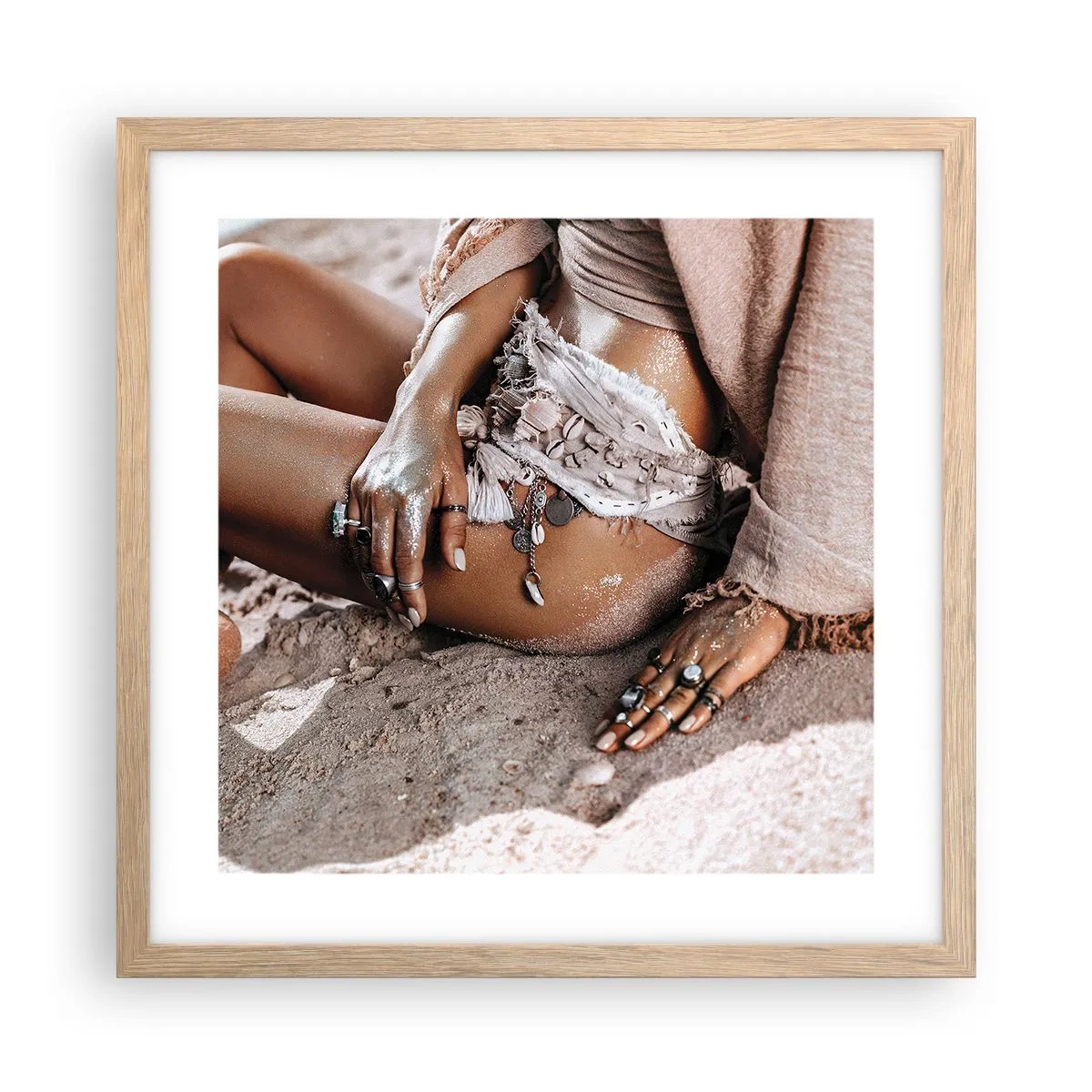 Poster in cornice rovere chiaro - Gettata dalle onde? - 40x40 cm