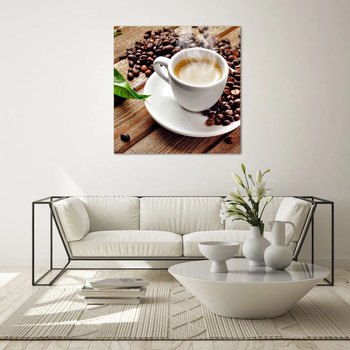 Quadro su vetro - Il caffè è pronto - 60x60 cm