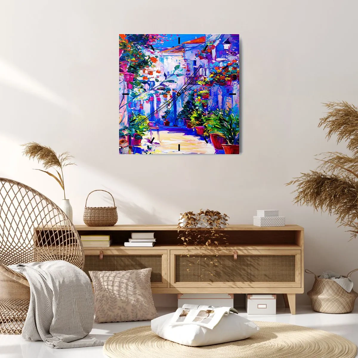 Orologio da parete - Orologio in Vetro - Impressionismo: stradina italiana - 40x40 cm