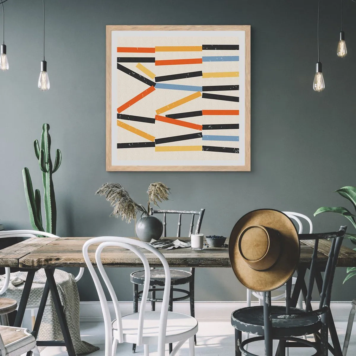 Poster in cornice rovere chiaro - Composizione orizzontale - 40x40 cm