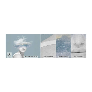 Campione di Fotomurale Premium Sand - Con la testa tra le nuvole - Luminoso, Ritratto, Nuvole - 100x30 cm