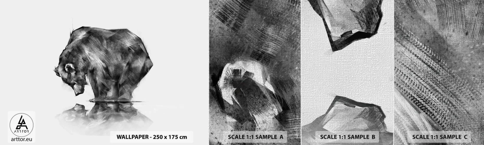 Campione di Fotomurale Premium Canvas - Fa piacere vedere chi ci è caro - Astrazione, Orso polare, Natura - 100x30 cm