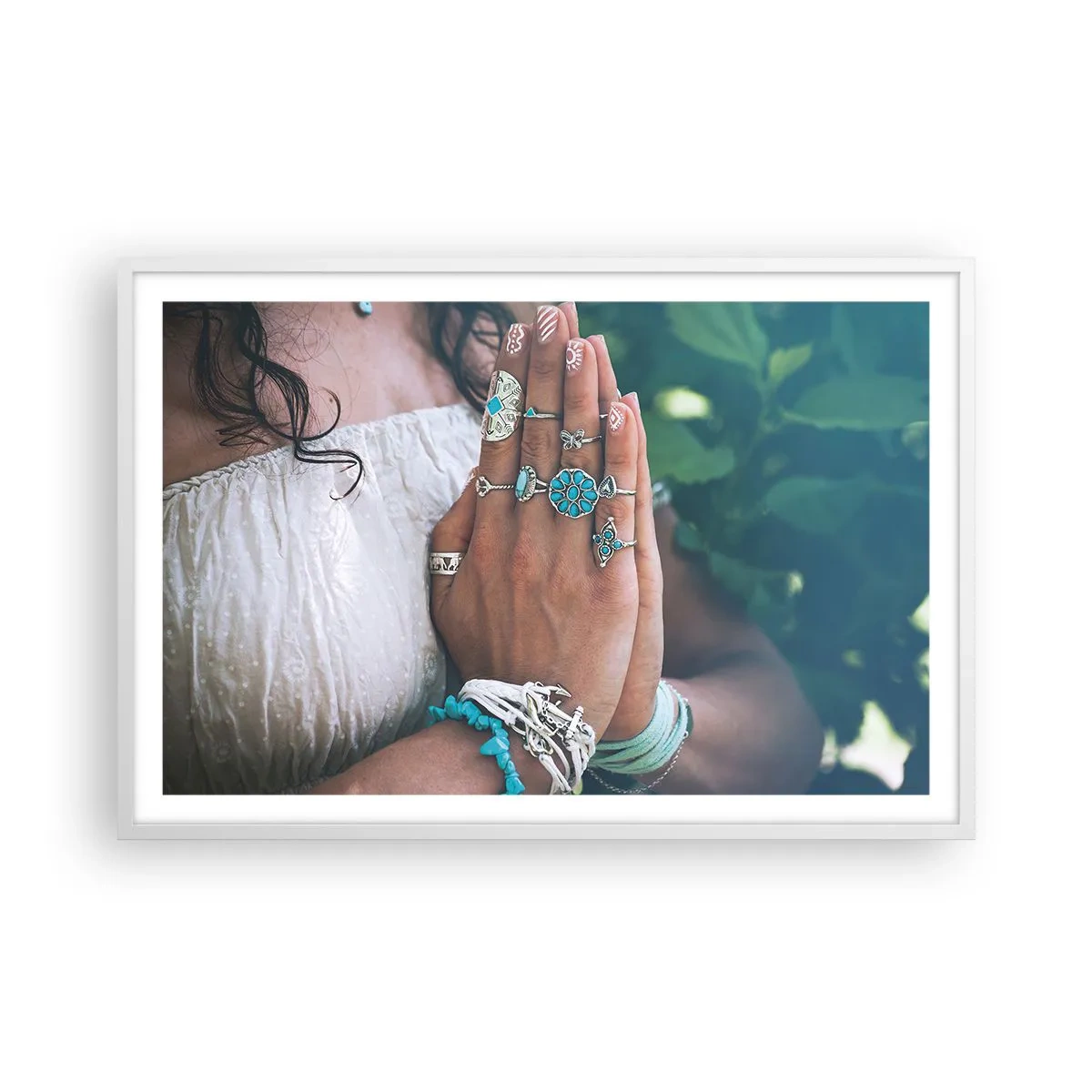 Poster in cornice bianca - Benvenuto al centro dell'essere - 91x61 cm