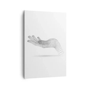 Quadro su tela - Stampe su Tela - Un'illustrazione minimalista di una mano composta da punti neri su sfondo bianco. - 70x100cm - Mano elastica - Decorazione murale moderna per soggiorno e camera da letto ARTTOR