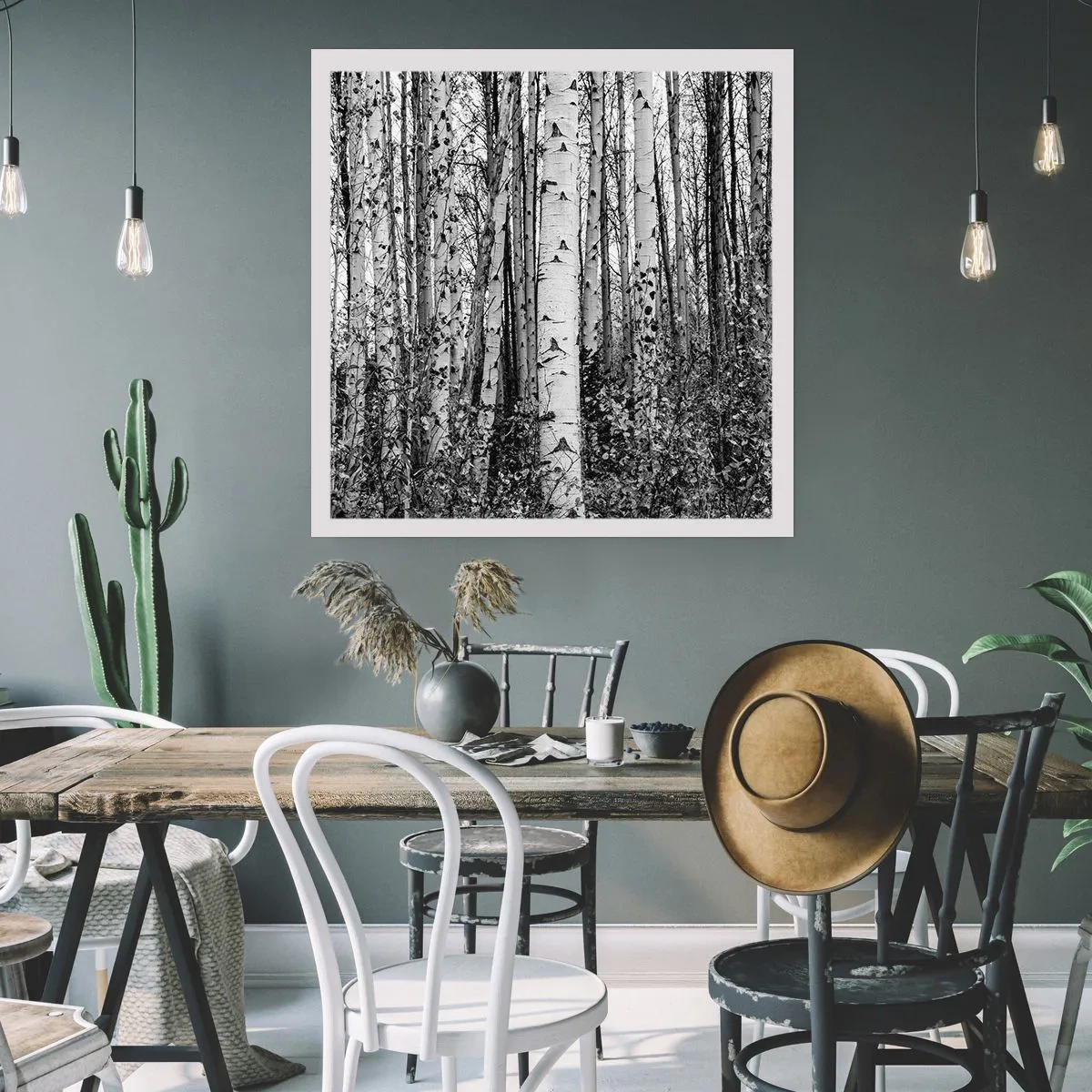 Poster - Colonnato di betulle - 50x50 cm