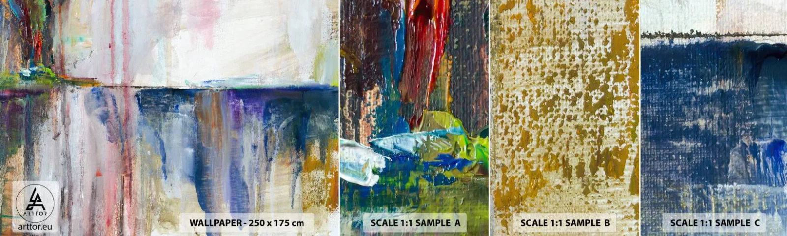 Campione di Fotomurale Adesivo Deluxe Sticker - Impressioni e suggestioni colorate - Astrazione, Pezzo, Pittura - 100x30 cm