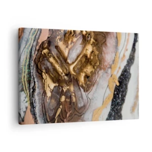 Quadro su tela - Stampe su Tela - Composizione astratta con elementi in oro e cristalli - 70x50cm - L'elemento della terra - Decorazione murale moderna per soggiorno e camera da letto ARTTOR