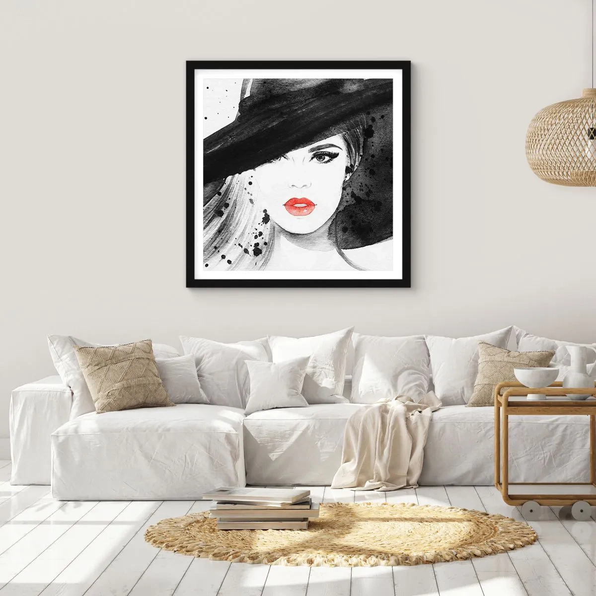 Poster in cornice nera - Donna in nero - 60x60 cm