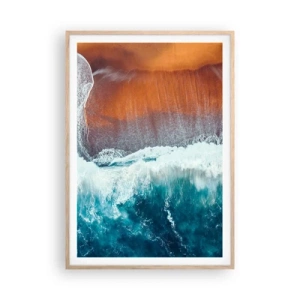 Poster in cornice rovere chiaro - Il tocco dell'oceano - 70x100 cm